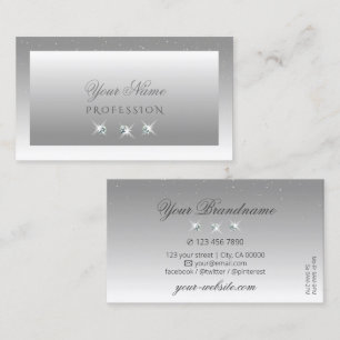 Elegant Silver Grey White Ombre Sparkling Jewels Business Card