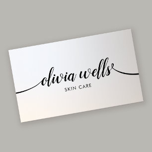 Elegant Silver Handwritten Calligraphy Salon Spa Business Card