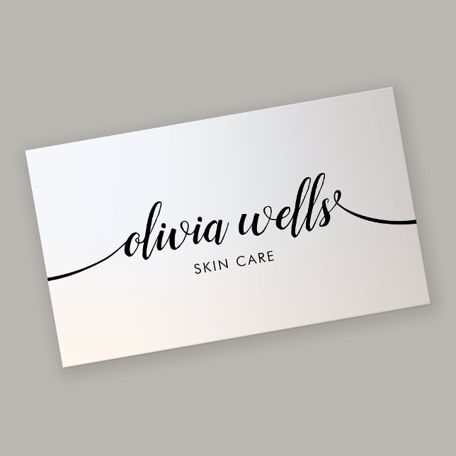 Elegant Silver Handwritten Calligraphy Salon Spa Business Card (Creator Uploaded)