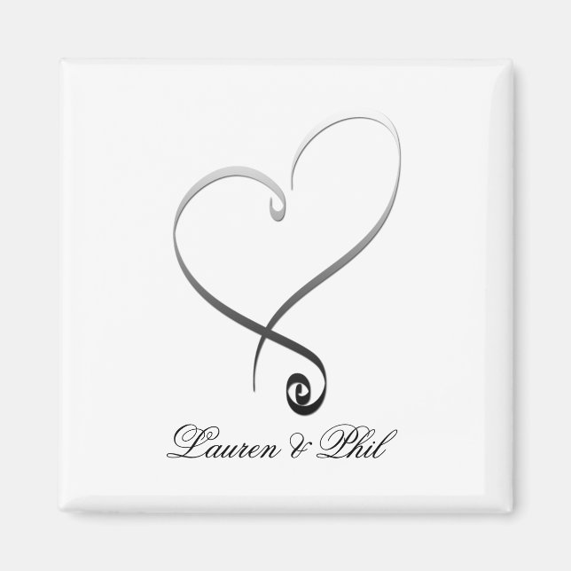 Elegant silver heart DIY Template Magnet (Front)