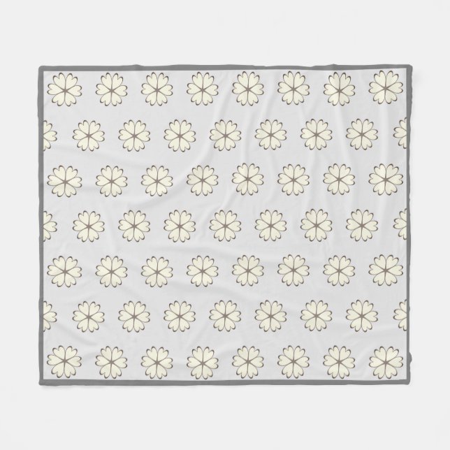 Elegant Silver Heart Flower Pattern Fleece Blanket (Front (Horizontal))