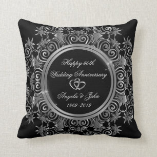 Elegant Silver Hearts 50th Wedding Anniversary Cushion