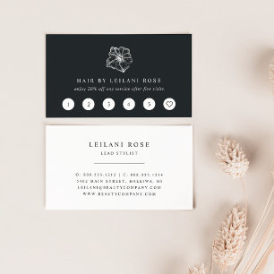 Elegant Silver Hibiscus Flower Loyalty Card