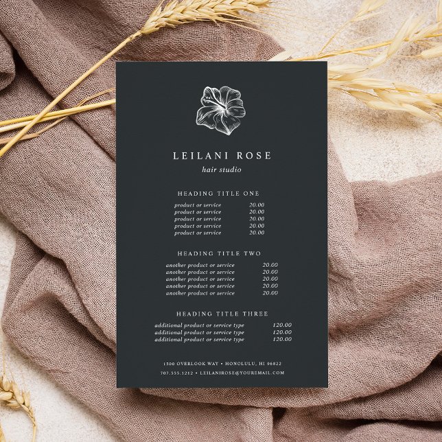 Elegant Silver Hibiscus | Pricing & Services Flyer (Creator Uploaded)