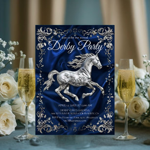 Elegant Silver Horse Derby Party Invitation with N