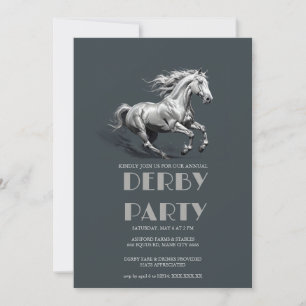 Elegant Silver Horse Kentucky Derby Party Invitati Invitation