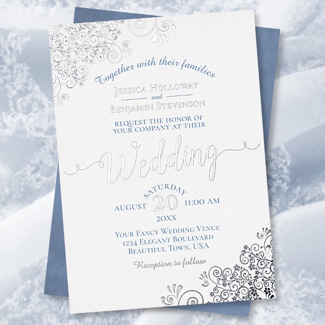 Elegant Silver Lace & Dusty Blue on White Wedding  (Creator Uploaded)