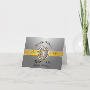 Elegant Silver Law School Graduation Thank You