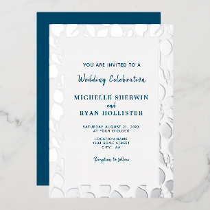 Elegant Silver Leaves Botanical Frame Wedding