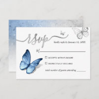 Elegant Silver Light Baby Blue Butterfly Wedding