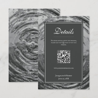 Elegant Silver Liquid Chrome Water Wedding Enclosure Card
