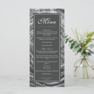 Elegant Silver Liquid Chrome Water Wedding Menu