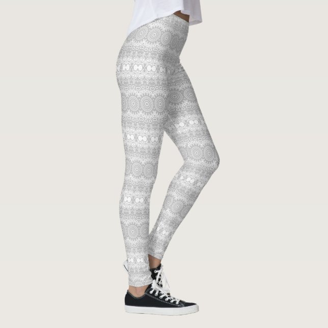 Elegant Silver Mandala Pattern Leggings (Right)
