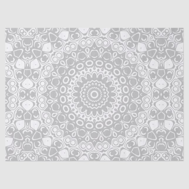 Elegant Silver Mandala Pattern Tissue Paper (Front)