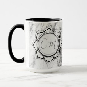 Elegant Silver Marble Lotus OM Mug