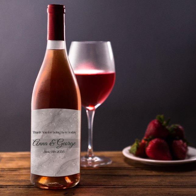 Elegant Silver Marble Stone Wine Label (Creator Uploaded)