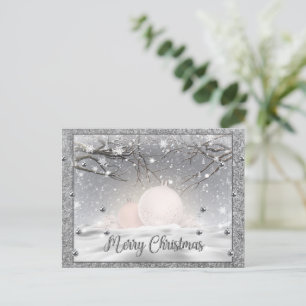 Elegant Silver Merry Christmas, Happy Holiday Postcard
