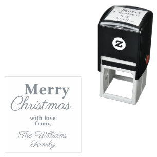 Elegant Silver Merry Christmas Holiday Party  Self-inking Stamp