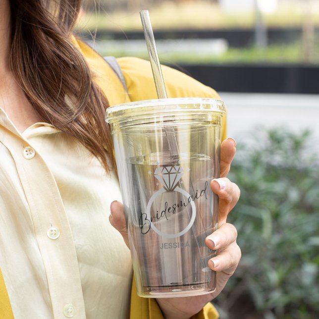 Elegant Silver Metal Texture Ring Bridesmaid Acrylic Tumbler (Creator Uploaded)