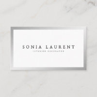 Elegant silver metallic frame minimalist white