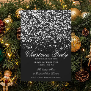 Elegant Silver Midnight Glam Christmas Party  Invitation