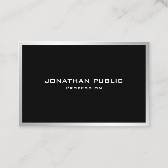 Elegant Silver Minimalist Design Modern Template Business Card (Front)