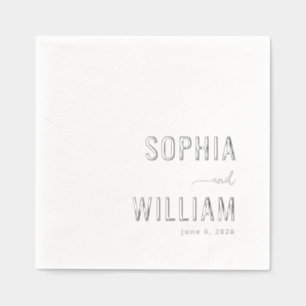 Elegant Silver Minimalist Names Foil Napkins