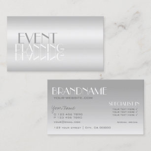 Elegant Silver Mirror Letters Professional Modern Business Card