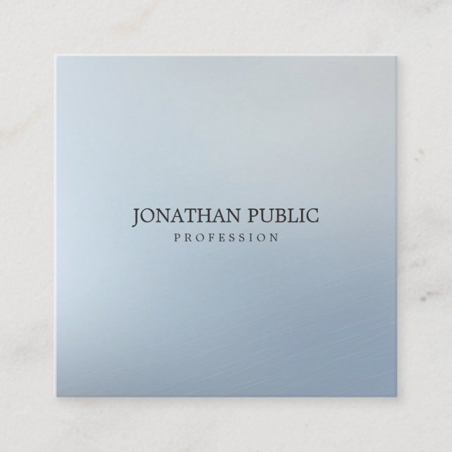 Elegant Silver Modern Professional Attorney Lawyer Square Business Card (Front)