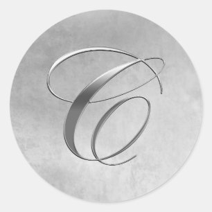 Elegant Silver Monogram C Sticker