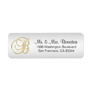 Elegant SILVER Monogram Letter B Return Address Label