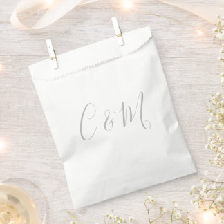 Elegant Silver Monogram Wedding Favour Bag