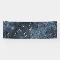 elegant silver music notes in blue