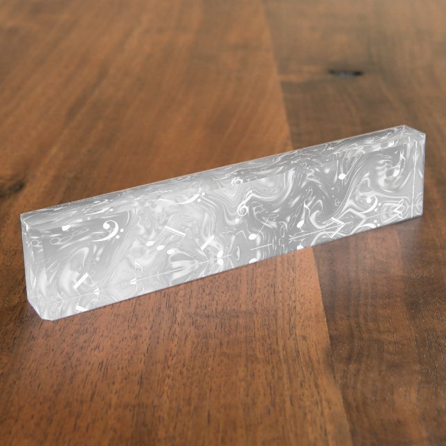 elegant silver music notes in grey nameplate (Side)