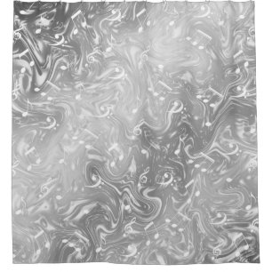 elegant silver music notes in grey shower curtain