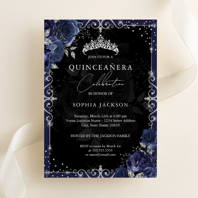Elegant Silver Navy Rose Quinceanera (Creator Uploaded)