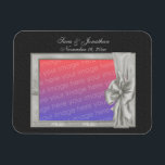Elegant Silver Photo Frame Personalised Wedding  Magnet<br><div class="desc">Elegant silver frame with a bow save the date announcement or wedding favour refrigerator magnet. Ready for your special photo. Fill in your information in the template. Make more changes to text and font size, style, and colour. Add your photo by clicking on Change and upload your picture. Click on...</div>