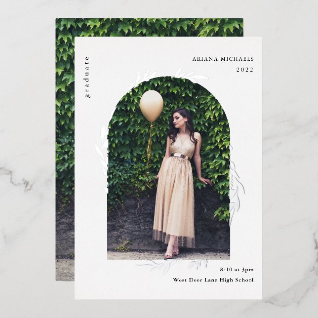 Elegant Silver Photo Graduation (Front/Back)