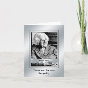 Elegant Silver Photo Thank You for Your Sympathy