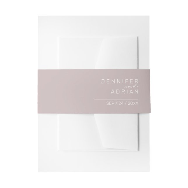 Elegant  Silver Pink Minimal Modern  Invitation Belly Band (Front Example)