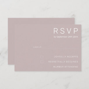 Elegant  Silver Pink Minimal Modern Wedding  RSVP  Invitation
