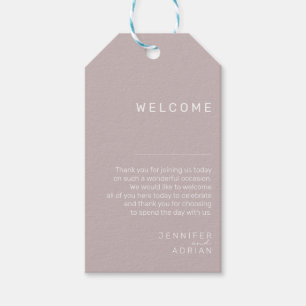 Elegant Silver Pink Minimal Wedding Welcome  Gift Tags