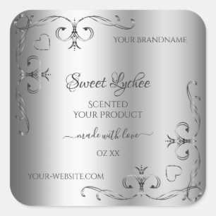 Elegant Silver Product Labels Ornate Corner Border