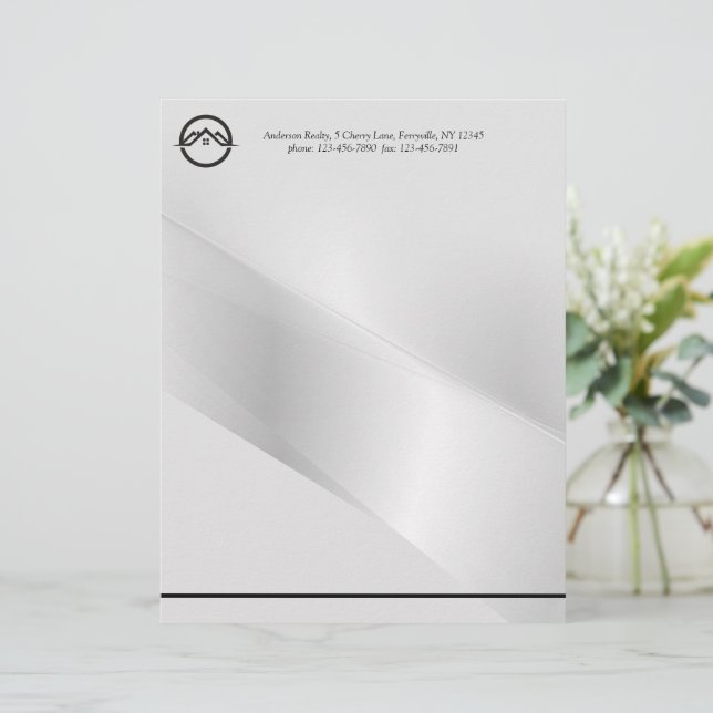 Elegant Silver Real Estate Custom Letterhead (Standing Front)