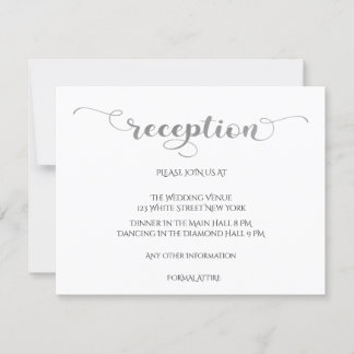 Elegant Silver Romantic Wedding Reception Card