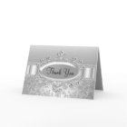 Elegant Silver Rose & Diamond Thank You Card