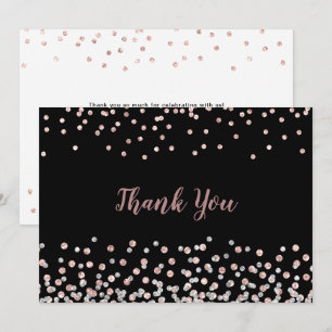 Elegant Silver Rose Gold Confetti Thank You Card