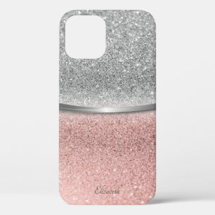 Elegant Silver Rose Gold Glitter Bokeh  iPhone 12 Case