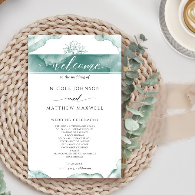 Elegant Silver Sage Wedding Program (Creator Uploaded)