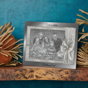 Elegant Silver Satin Bow Create Your Own Photo  Plaque